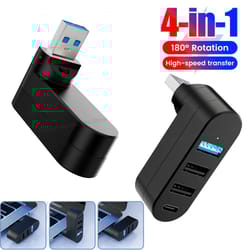 flexiport rotatable usb 3.0 hub – 4-port type-c & usb splitter for laptop and macbook