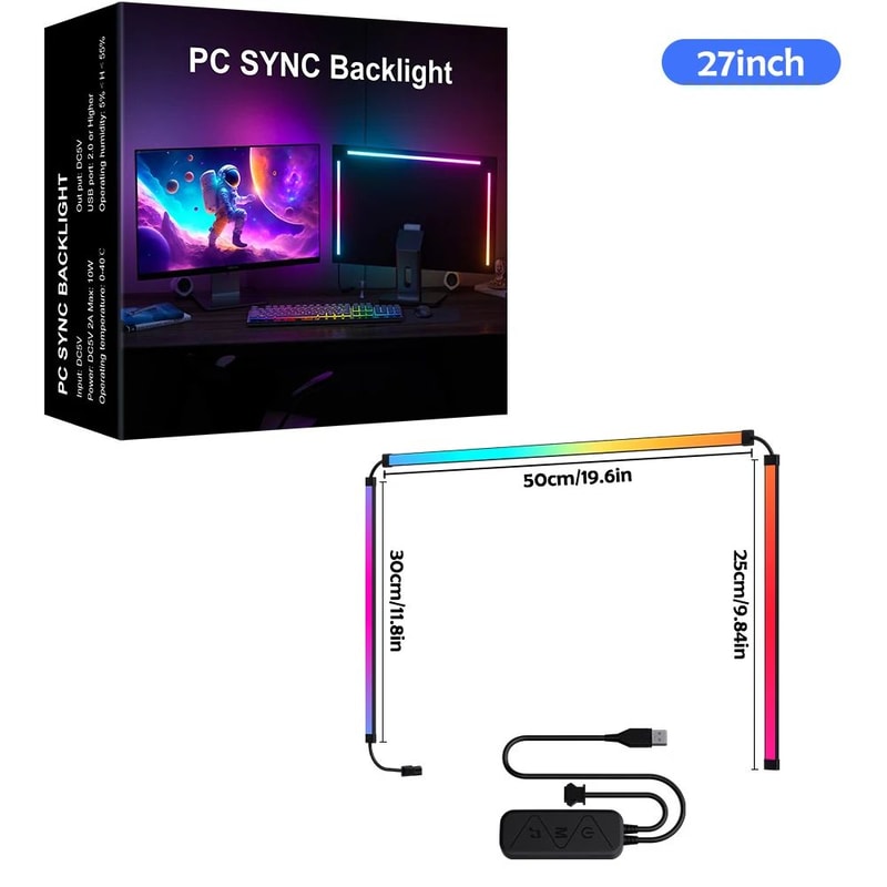 GlowSync RGB Monitor Light Strip App Music Sync LED Backlight For Gaming Setup 4