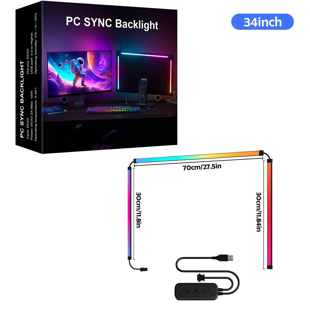 GlowSync RGB Monitor Light Strip App Music Sync LED Backlight For Gaming Setup 6