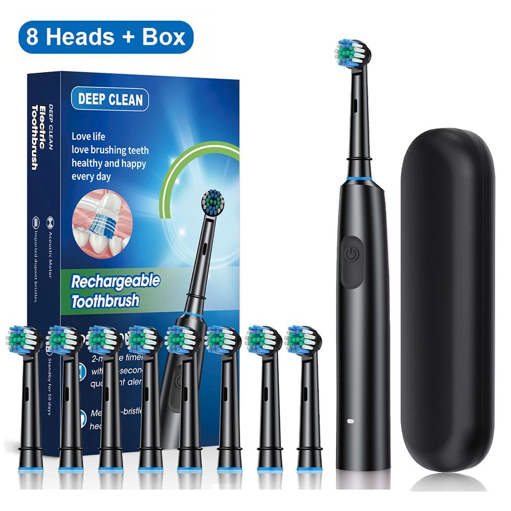 Rechargeable Rotary Electric Toothbrush For Adults 8 Soft Brush Heads Included 6