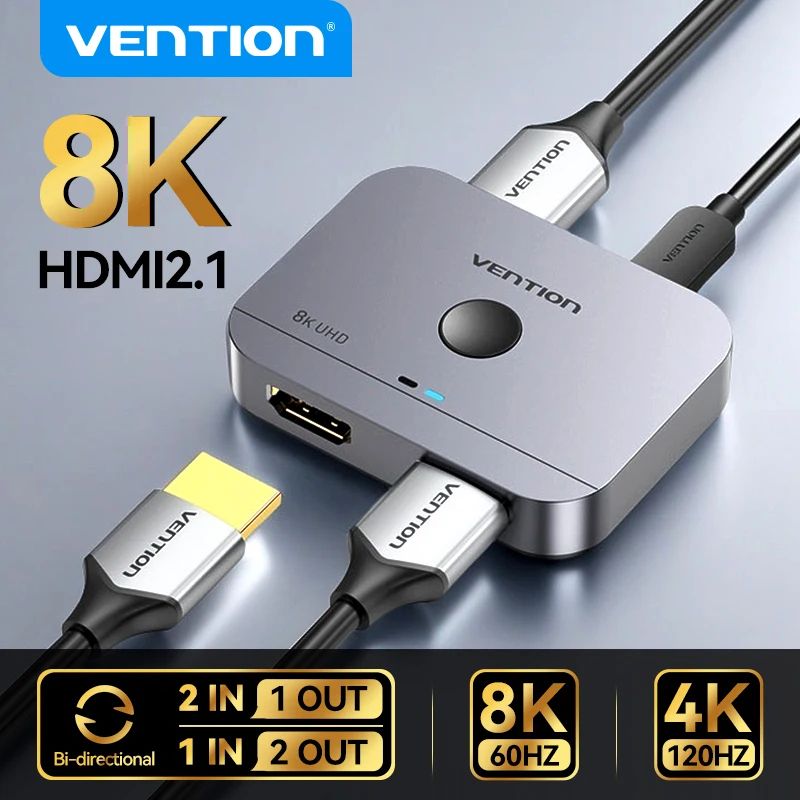 Vention HDMI 21 Splitter 8K 60Hz BiDirectional Switch For PS5 Xbox And TV 0