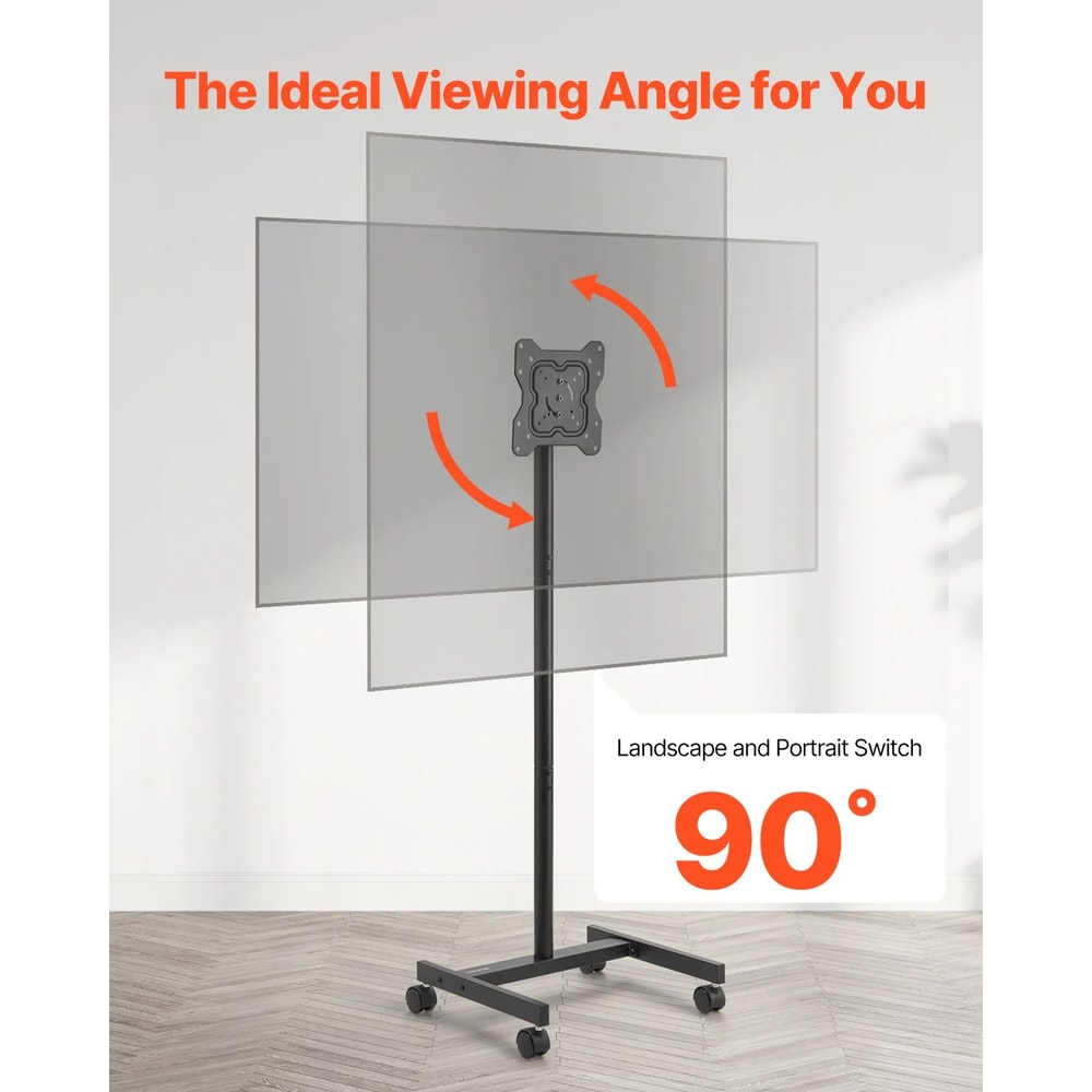 SucceBuy Mobile Rolling TV Stand Cart With Wheels For 3265 Inch TVs 3