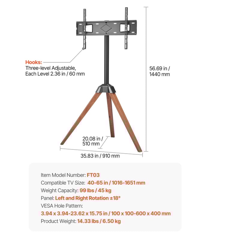 SucceBuy Mobile Rolling TV Stand Cart With Wheels For 3265 Inch TVs 10