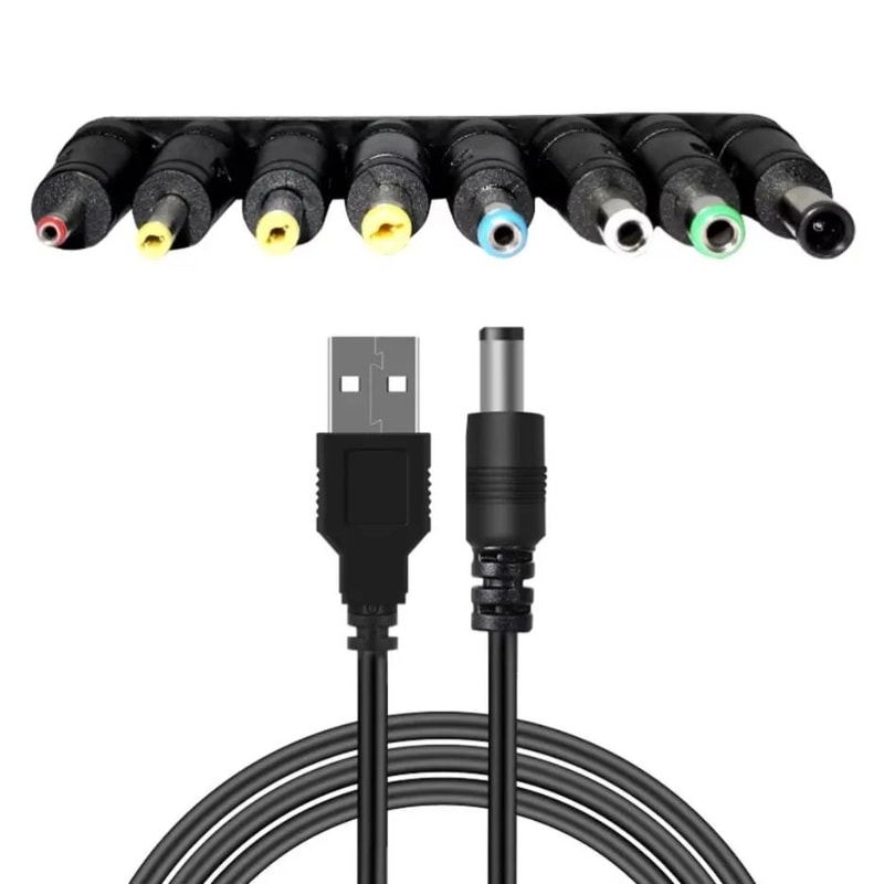 Universal USB To DC 5V Power Cable With 8 Connector Tips 4