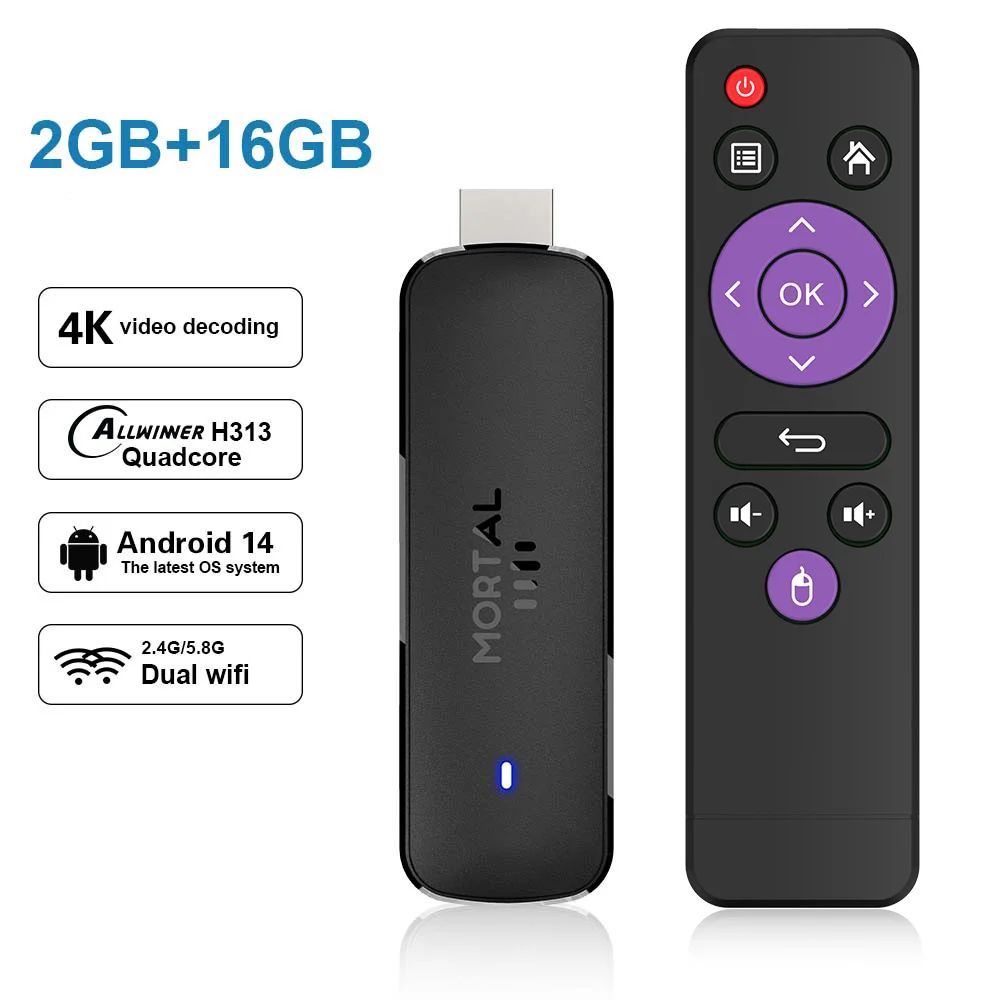 Mortal Q8 Android 14 TV Stick 8K WiFi 6 Streaming Media Player With Voice Remote 7