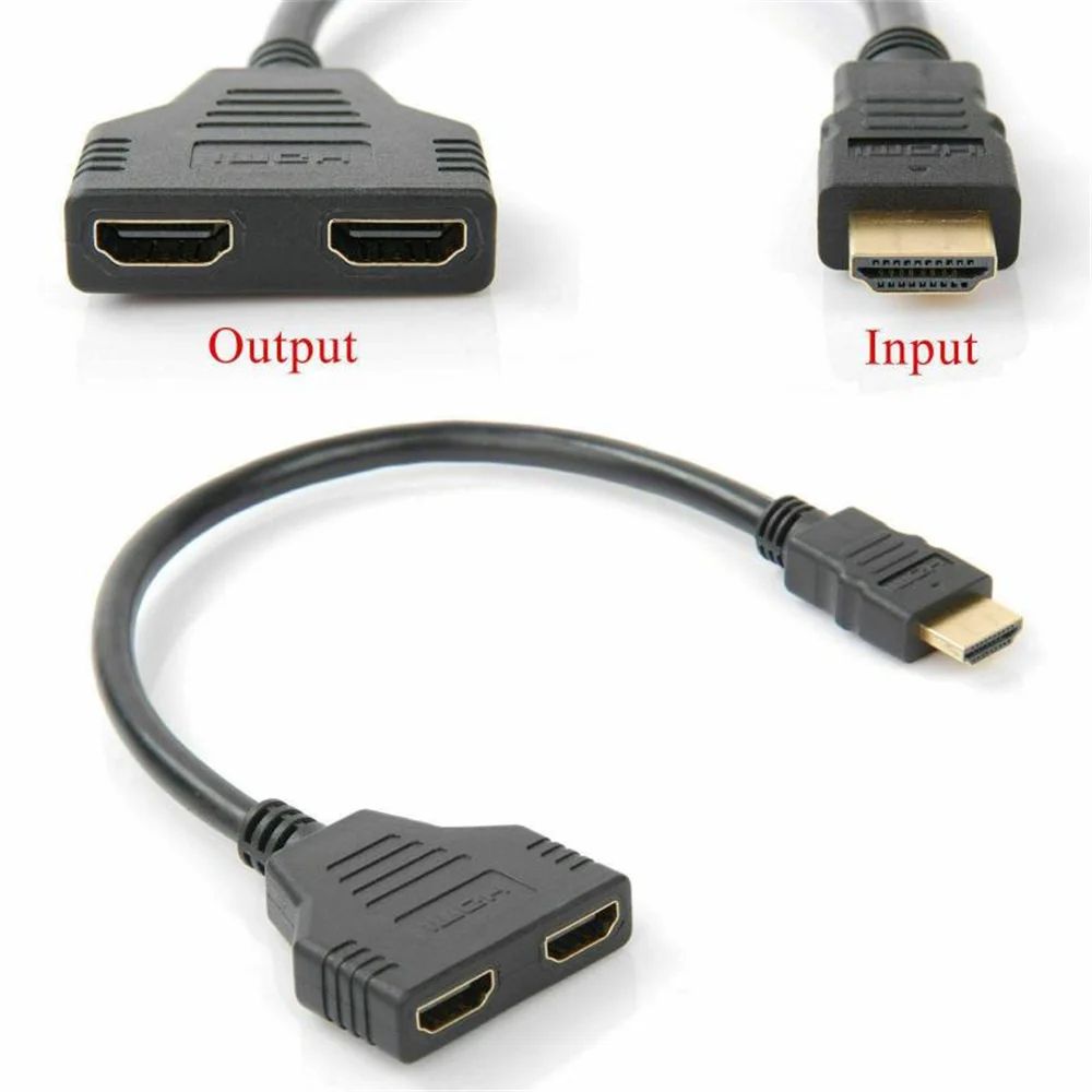 1080P HDMI Splitter 1 In 2 Out Dual Display Adapter Cable 3