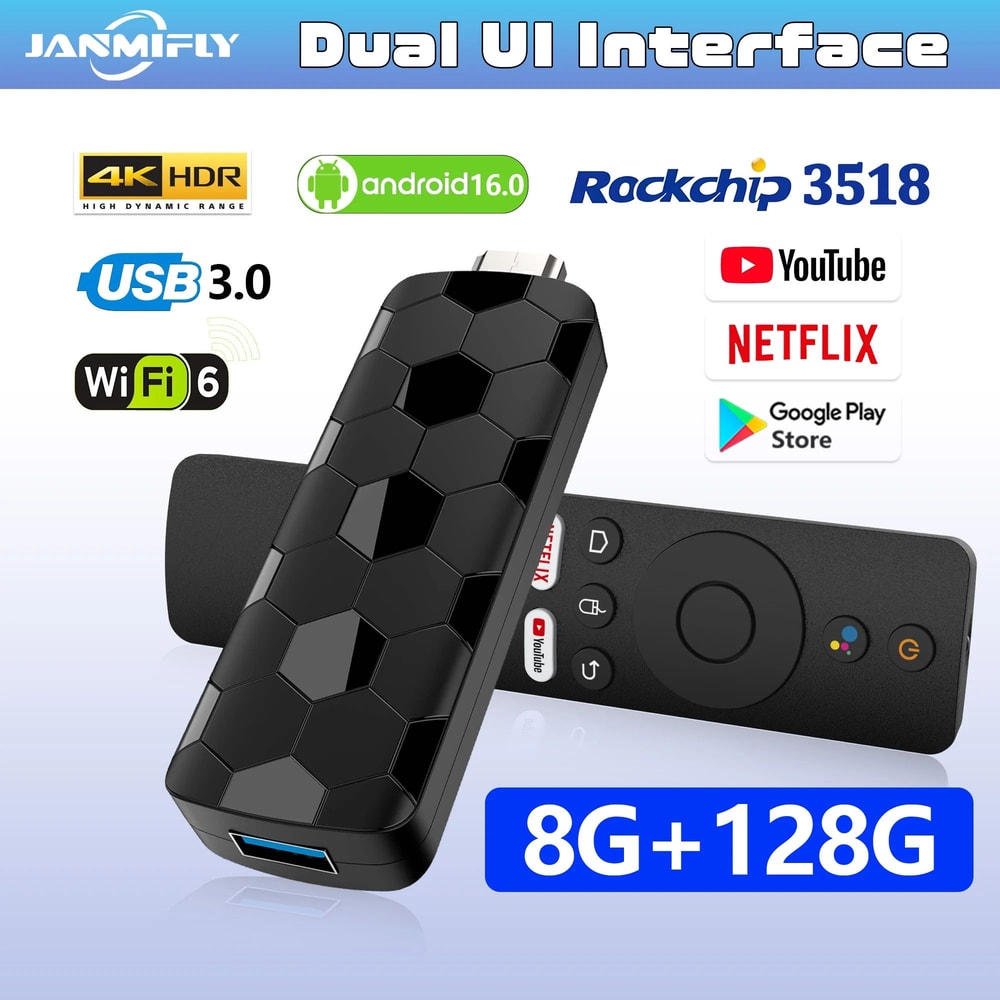 R3 8K Android TV Stick With WiFi 6 Voice Remote 8GB128GB 0