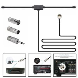 75 ohm fm radio antenna with f female to 3.5mm adapter for car & home stereo