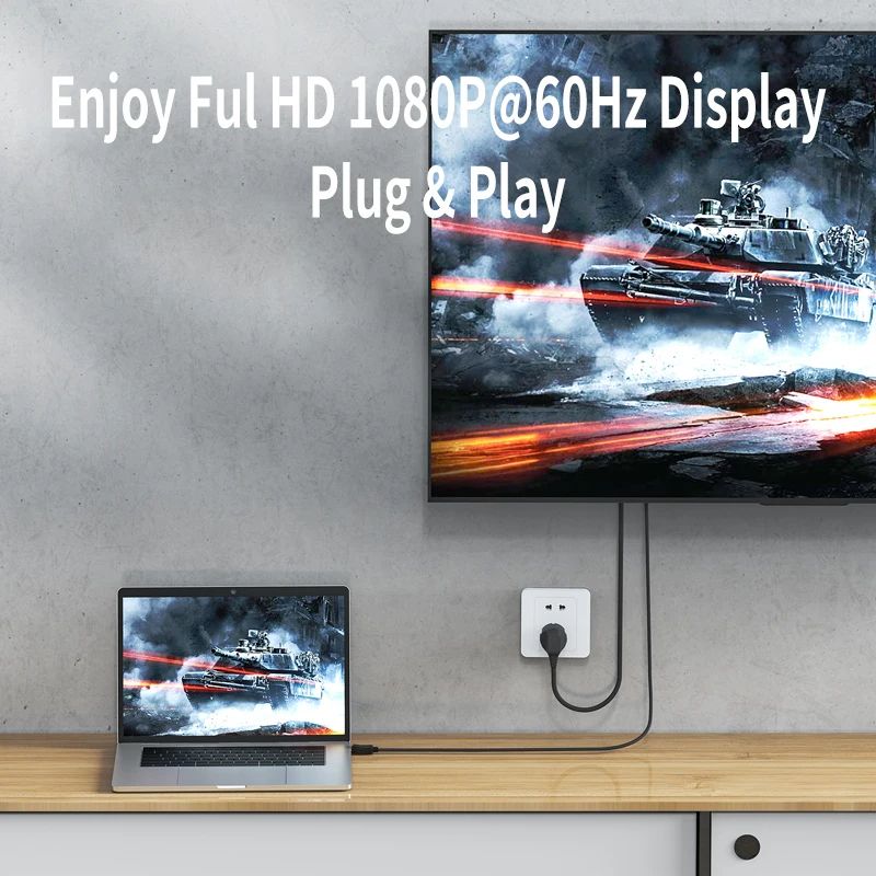 1080P HDMI To VGA Converter Cable For Laptop PC Projector 1