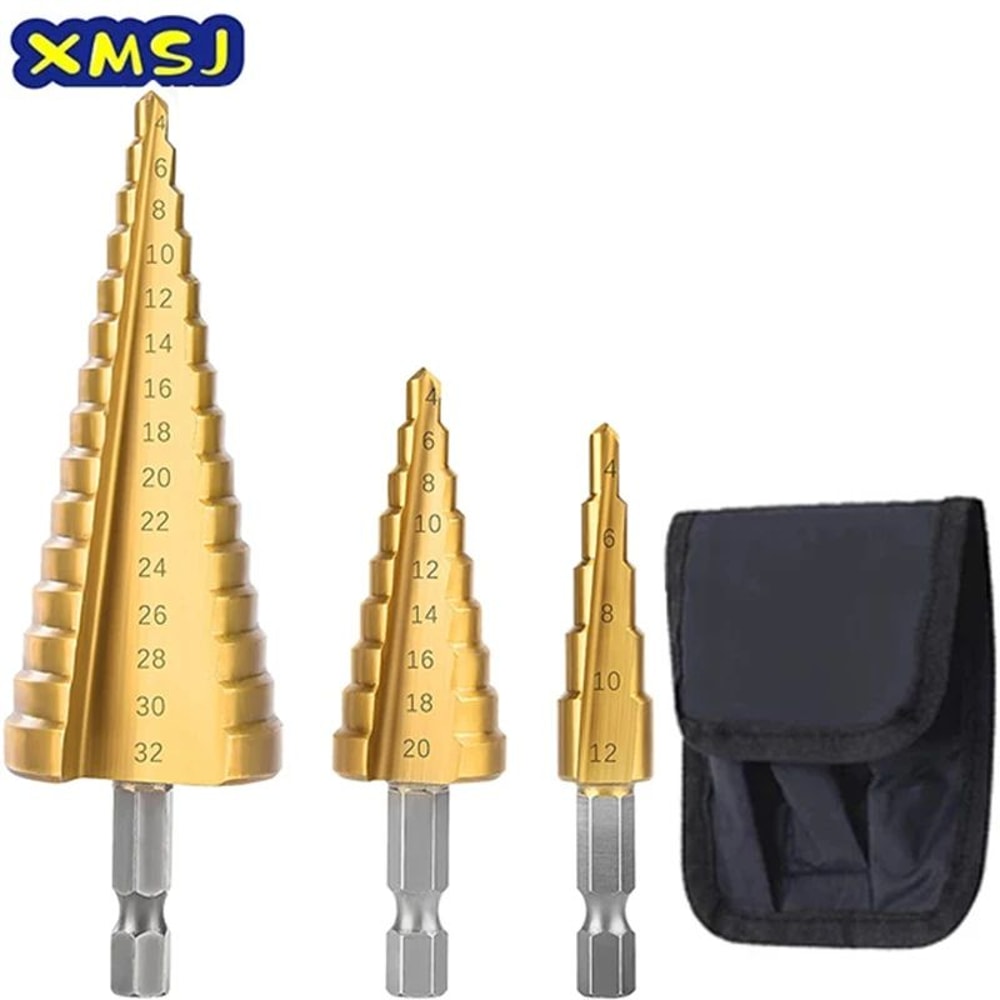 HSS Titanium Coated Step Drill Bit Set For Metal Wood 412 420 432mm 0