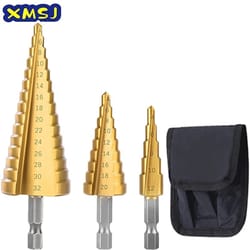 hss titanium coated step drill bit set for metal & wood (4–12 / 4–20 / 4–32mm)