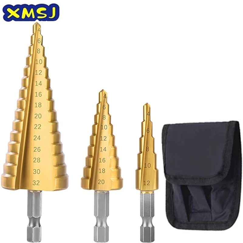 HSS Titanium Coated Step Drill Bit Set For Metal Wood 412 420 432mm 0