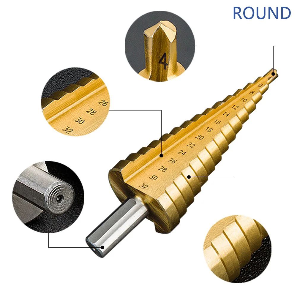 HSS Titanium Coated Step Drill Bit Set For Metal Wood 412 420 432mm 1