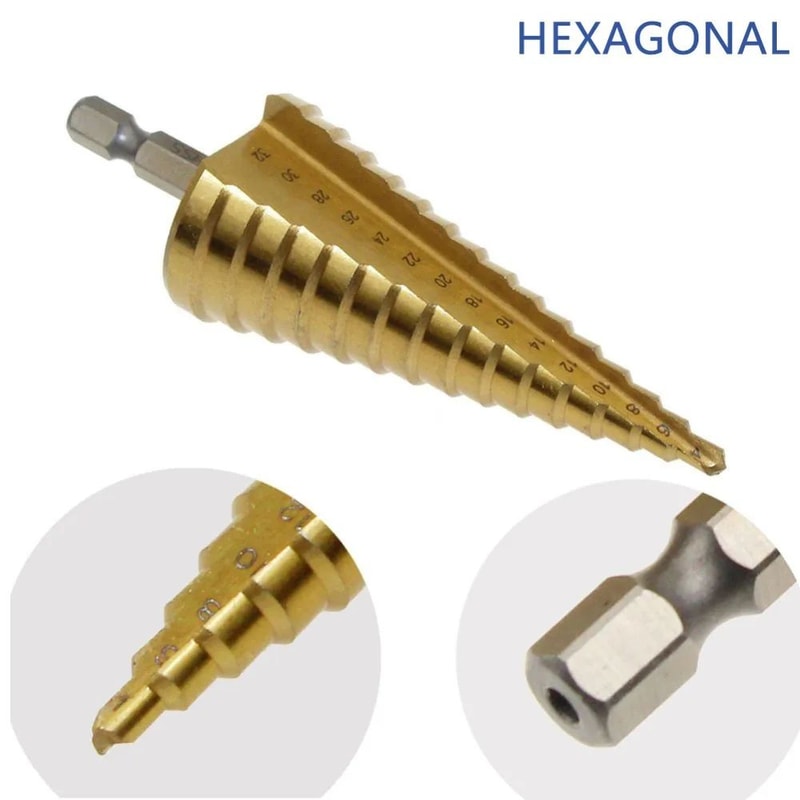 HSS Titanium Coated Step Drill Bit Set For Metal Wood 412 420 432mm 2