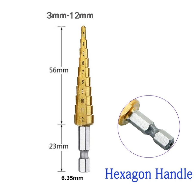 HSS Titanium Coated Step Drill Bit Set For Metal Wood 412 420 432mm 6