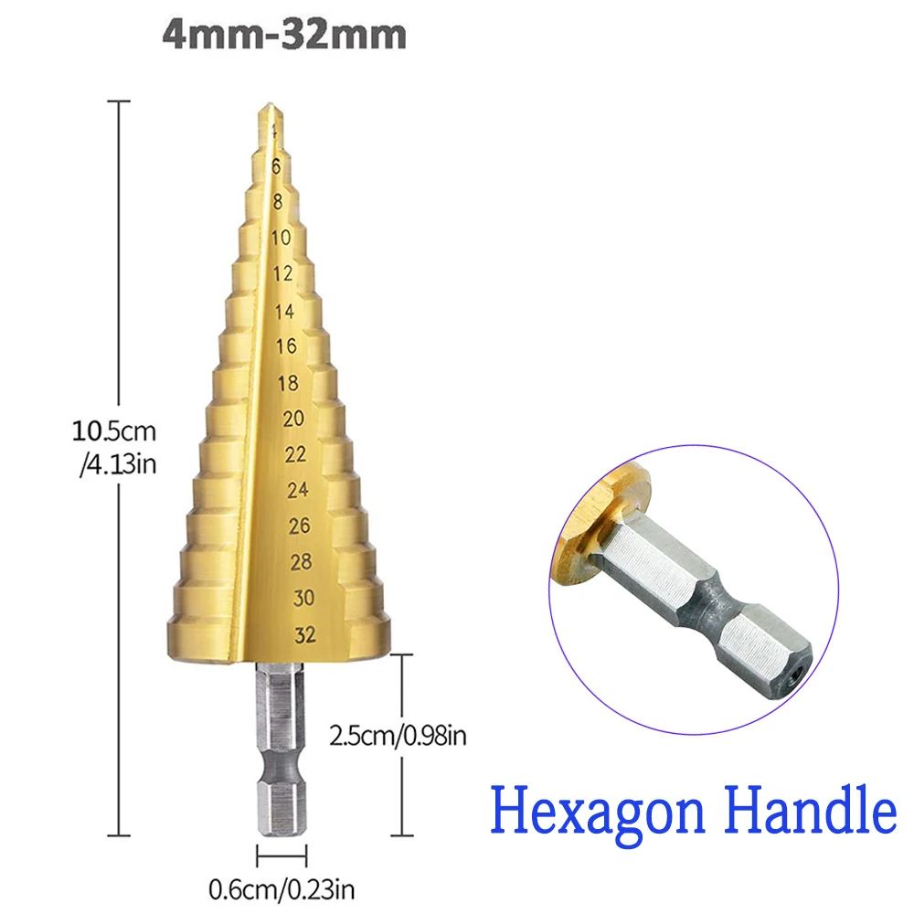 HSS Titanium Coated Step Drill Bit Set For Metal Wood 412 420 432mm 15
