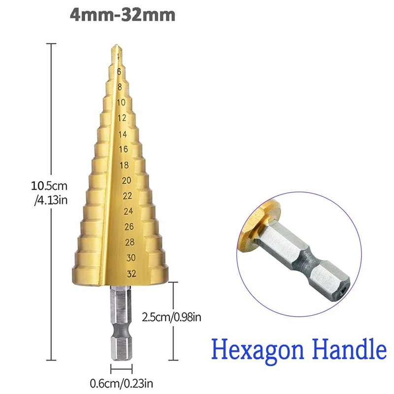 HSS Titanium Coated Step Drill Bit Set For Metal Wood 412 420 432mm 15