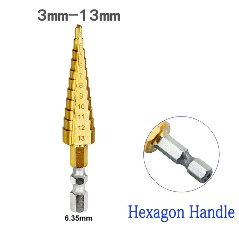 HSS Titanium Coated Step Drill Bit Set For Metal Wood 412 420 432mm 9