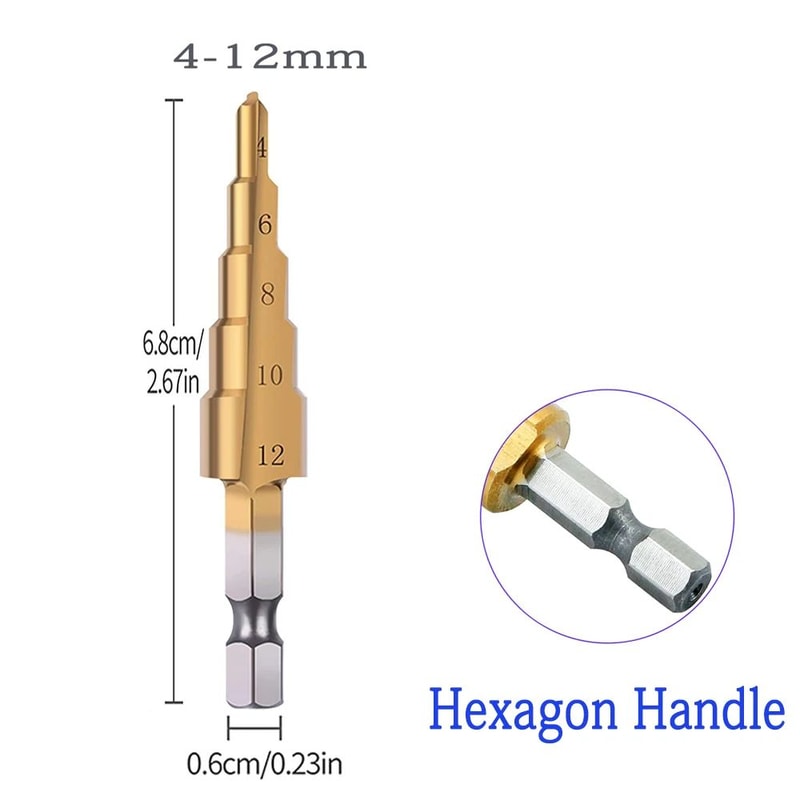 HSS Titanium Coated Step Drill Bit Set For Metal Wood 412 420 432mm 10