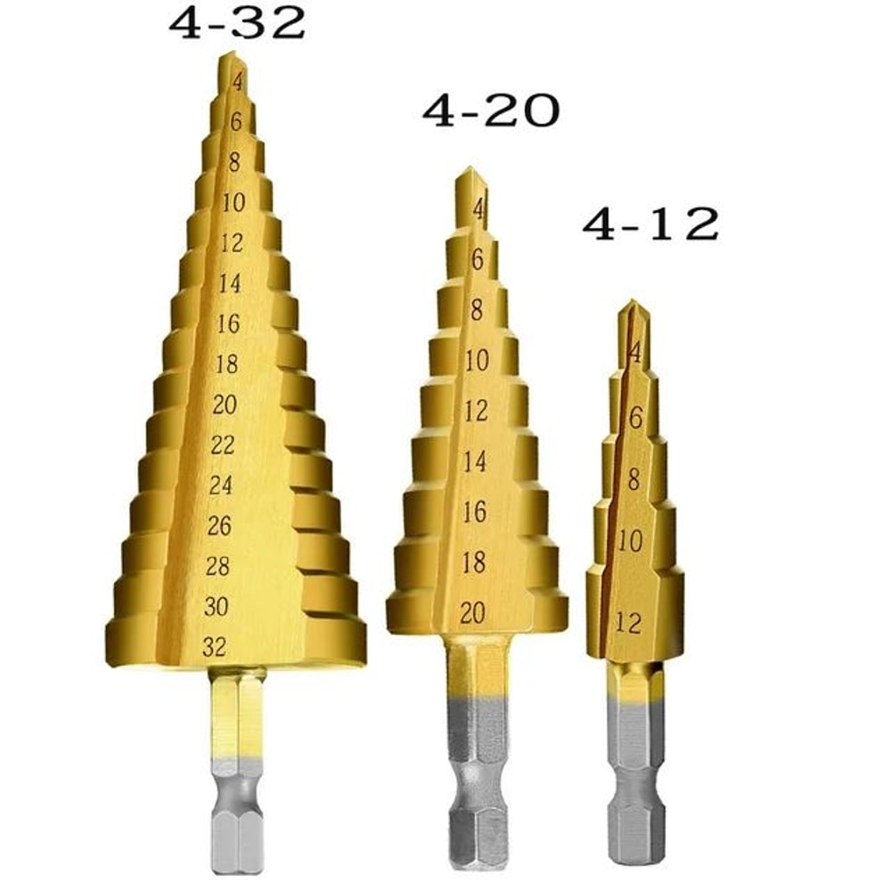 HSS Titanium Coated Step Drill Bit Set For Metal Wood 412 420 432mm 11