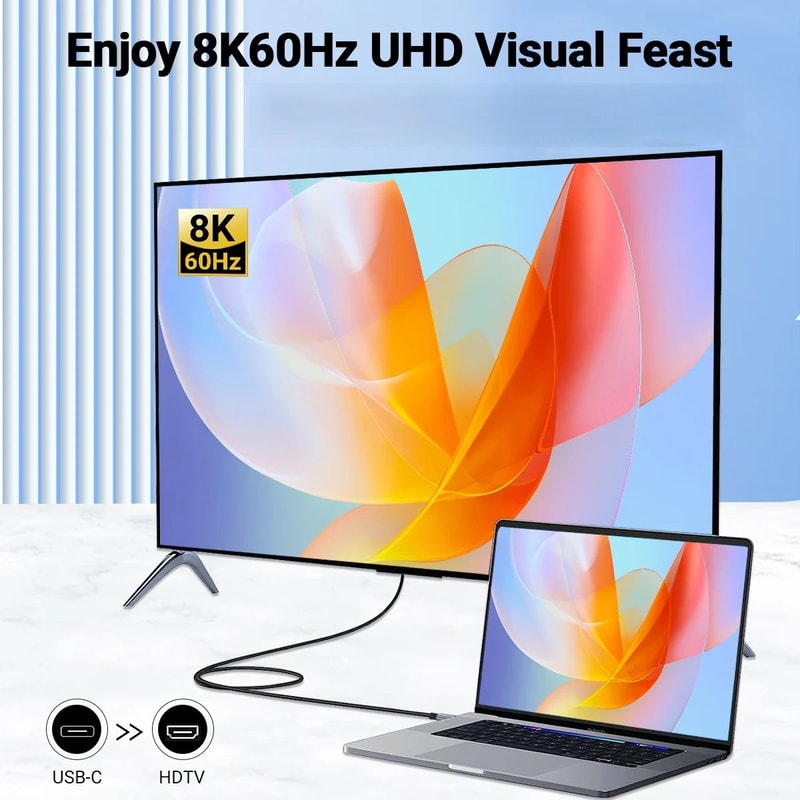 UltraView 8K USB C To HDMI Cable 4K 120Hz For MacBook IPad Samsung 3