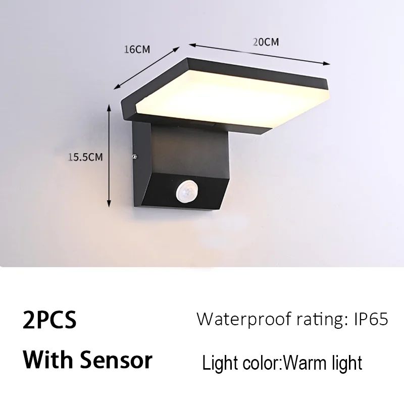 LumiSense IP65 Modern Outdoor LED Wall Lamp With Sensor 11