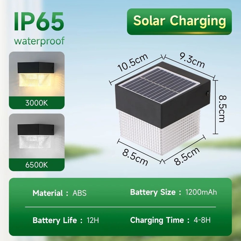 SolarGlow Outdoor LED Solar Wall Light Waterproof Garden Courtyard Lighting 12