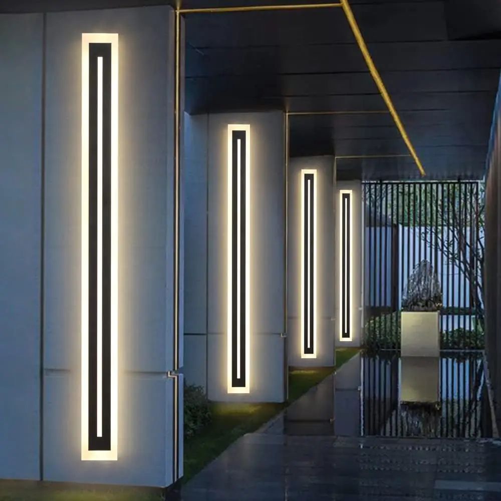 Modern Outdoor LED Wall Sconce Light Minimalist Long Strip Waterproof Exterior Lighting Fixture 1