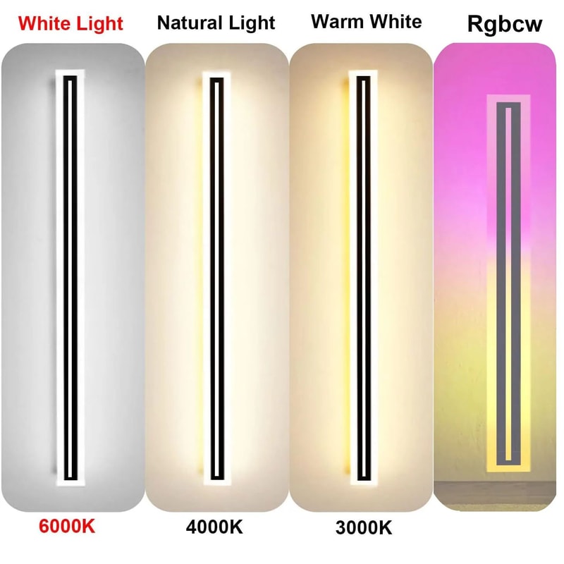 Modern Outdoor LED Wall Sconce Light Minimalist Long Strip Waterproof Exterior Lighting Fixture 4