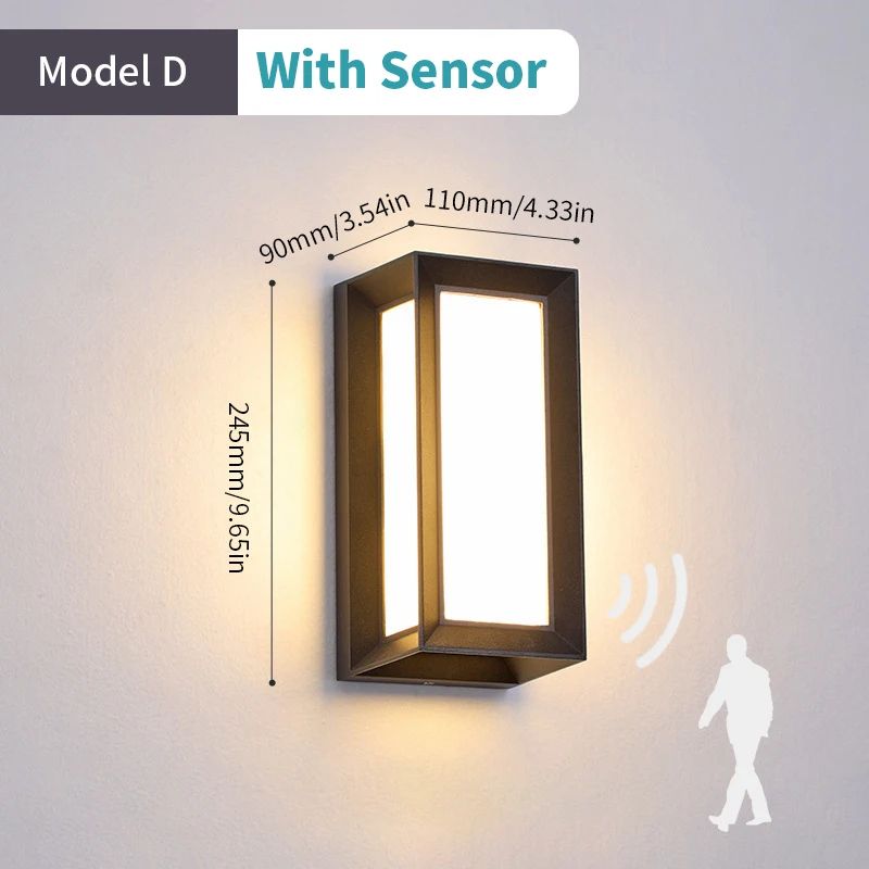 SecureGlow IP66 Motion Sensor Outdoor Wall Light Waterproof LED Porch Garden Lamp 9