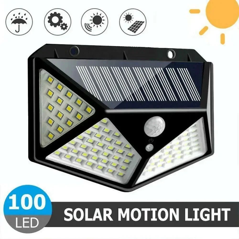 SolarMax 100LED Solar Wall Light With Motion Sensor Outdoor Waterproof Security Lighting 1