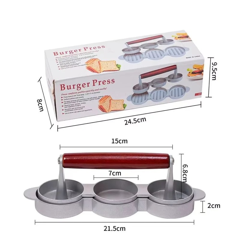 GrillMaster Aluminum Burger Press Heavy Duty Hamburger Patty Maker For BBQ Kitchen 4