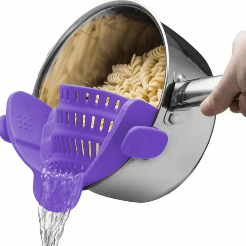 SnapDrain Adjustable ClipOn Pot Strainer Universal Kitchen Colander For Pots Pans 7