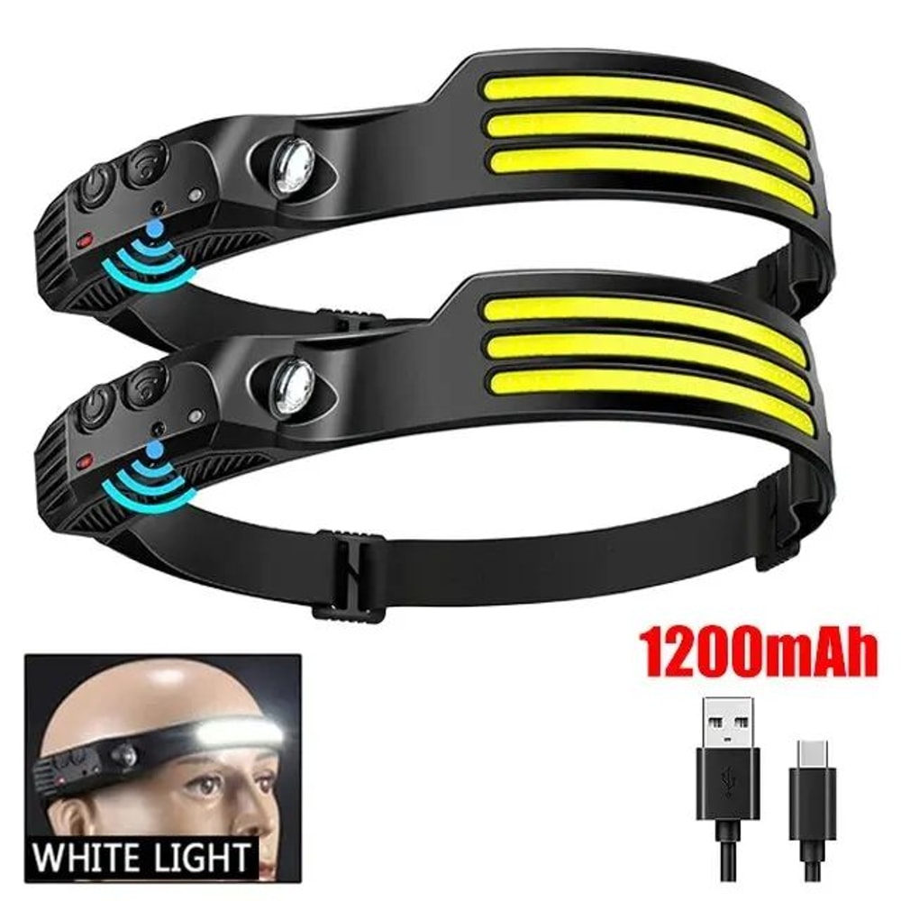 LumiWave COB LED Headlamp USB Rechargeable Motion Sensor Headlight 5