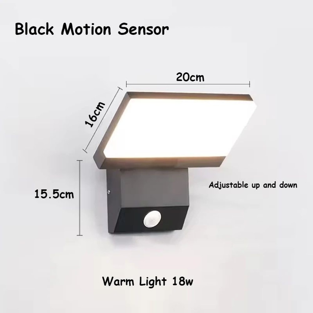 Foldable LED Motion Sensor Outdoor Wall Light 18W IP65 Waterproof Security Sconce 6