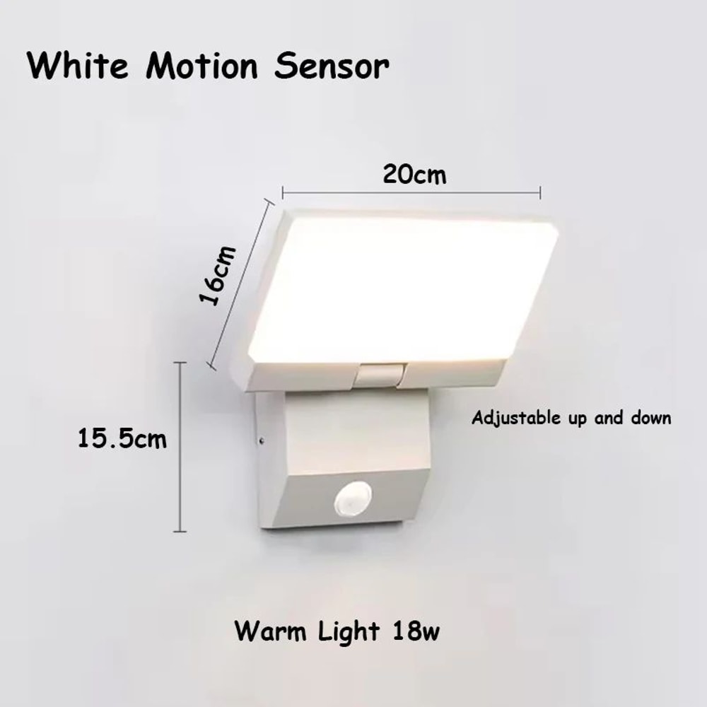 Foldable LED Motion Sensor Outdoor Wall Light 18W IP65 Waterproof Security Sconce 8