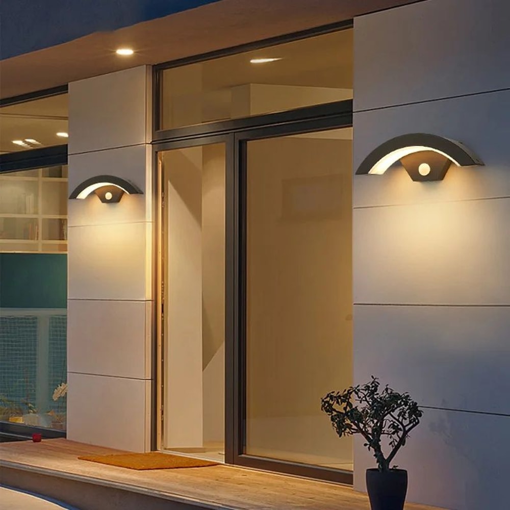 Modern Waterproof Outdoor Wall Light With PIR Motion Sensor 18W 24W 30W Aluminum LED Sconce 3