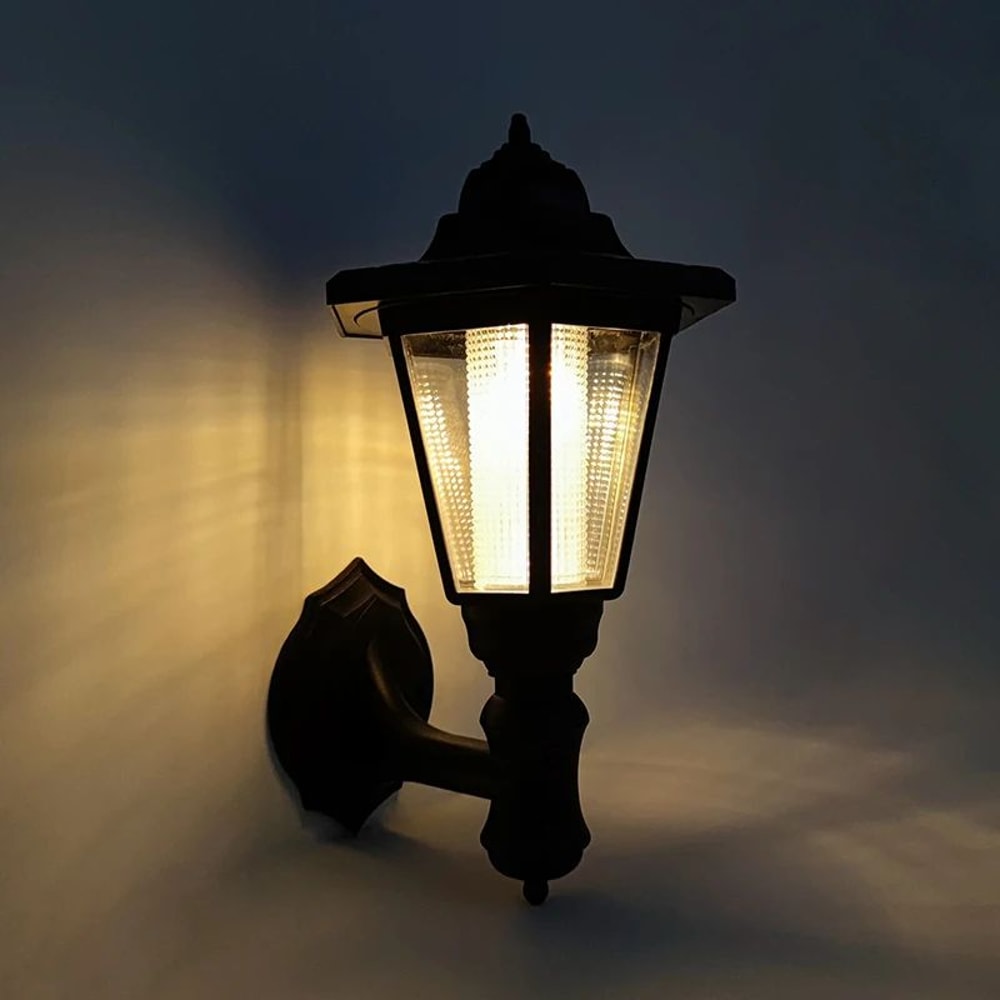 Retro Hexagonal Solar Wall Light IP65 Waterproof Outdoor Fence Garden Lamp 0