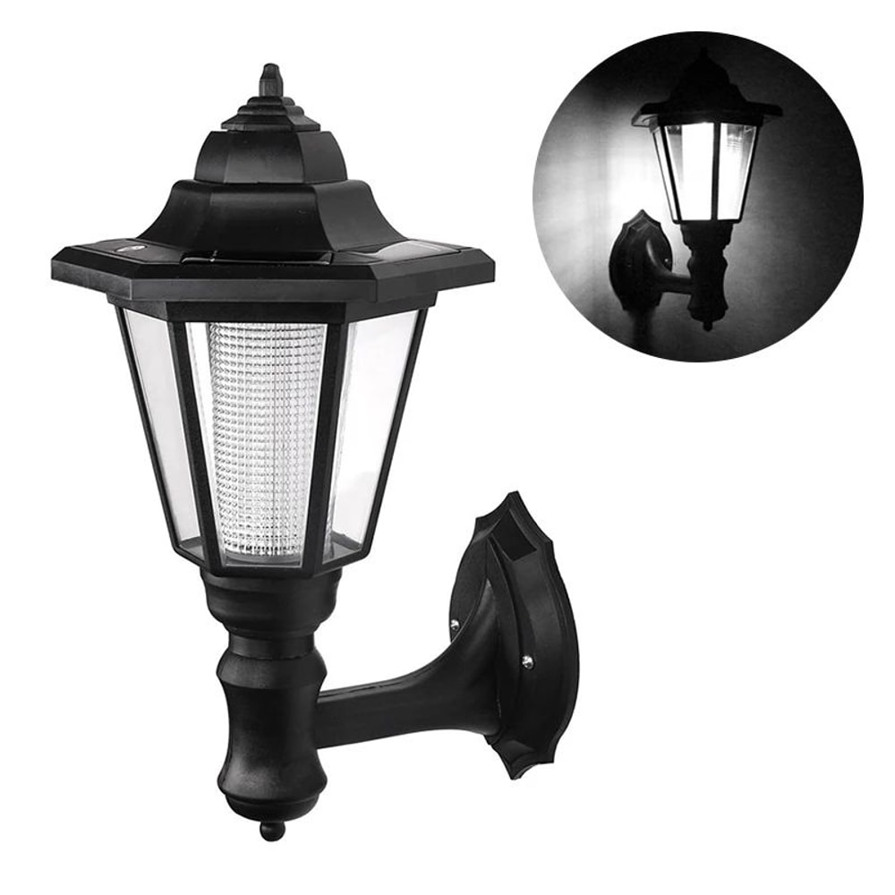 Retro Hexagonal Solar Wall Light IP65 Waterproof Outdoor Fence Garden Lamp 6