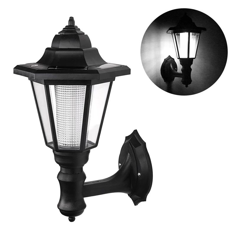 Retro Hexagonal Solar Wall Light IP65 Waterproof Outdoor Fence Garden Lamp 6