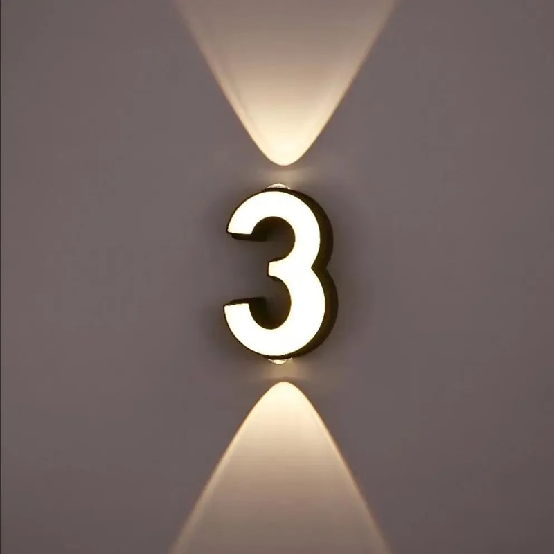 Modern 7W LED House Number Wall Lamp IP65 Waterproof Aluminum Outdoor Light AC85265V 2