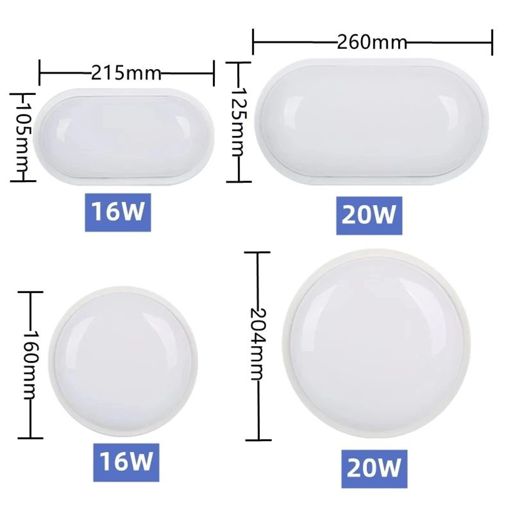 AquaGlow 1620W Waterproof LED Ceiling Light Round Oval Outdoor Surface Mount 3