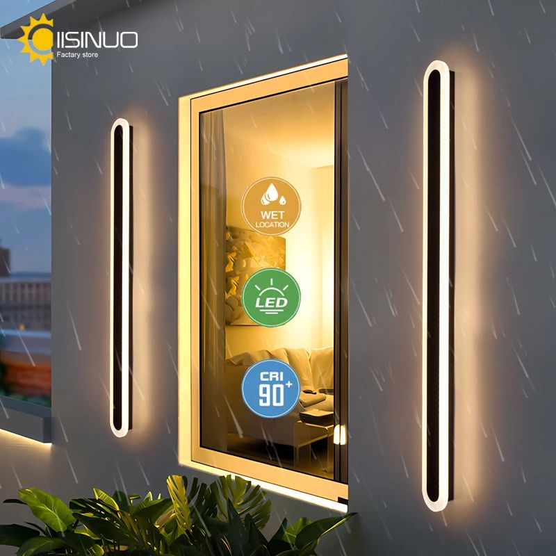 LineaLux IP65 Long Strip Outdoor Wall Sconce Modern Waterproof Porch Lighting 3
