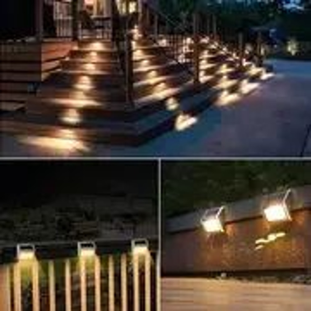 StepGlow Solar Stair Lights Stainless Steel Outdoor Fence Wall Lighting 6 LED 3