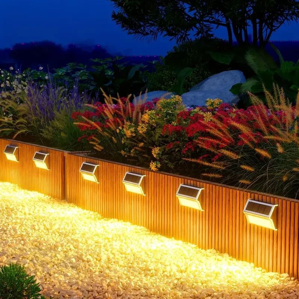 StepGlow Solar Stair Lights Stainless Steel Outdoor Fence Wall Lighting 6 LED 6