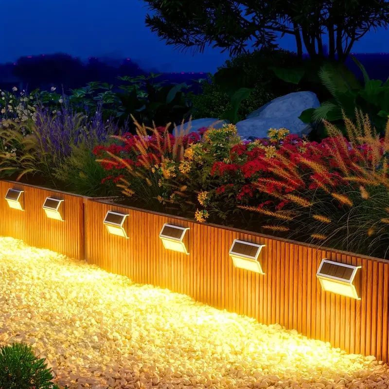 StepGlow Solar Stair Lights Stainless Steel Outdoor Fence Wall Lighting 6 LED 6