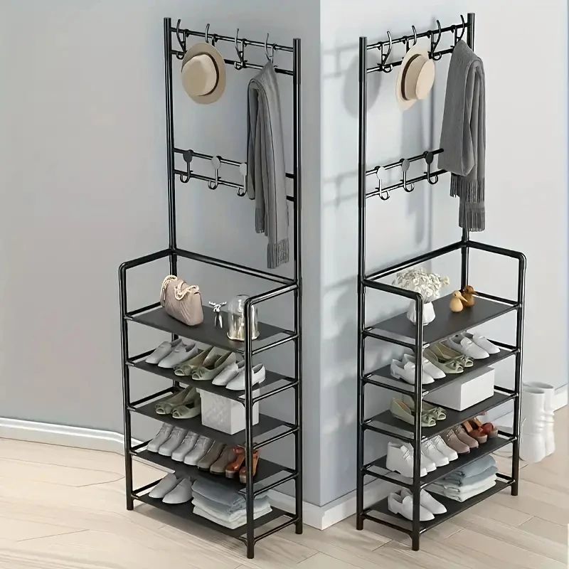 AllinOne Entryway Coat Rack And Shoe Storage Organizer With Hooks And Shelves 3