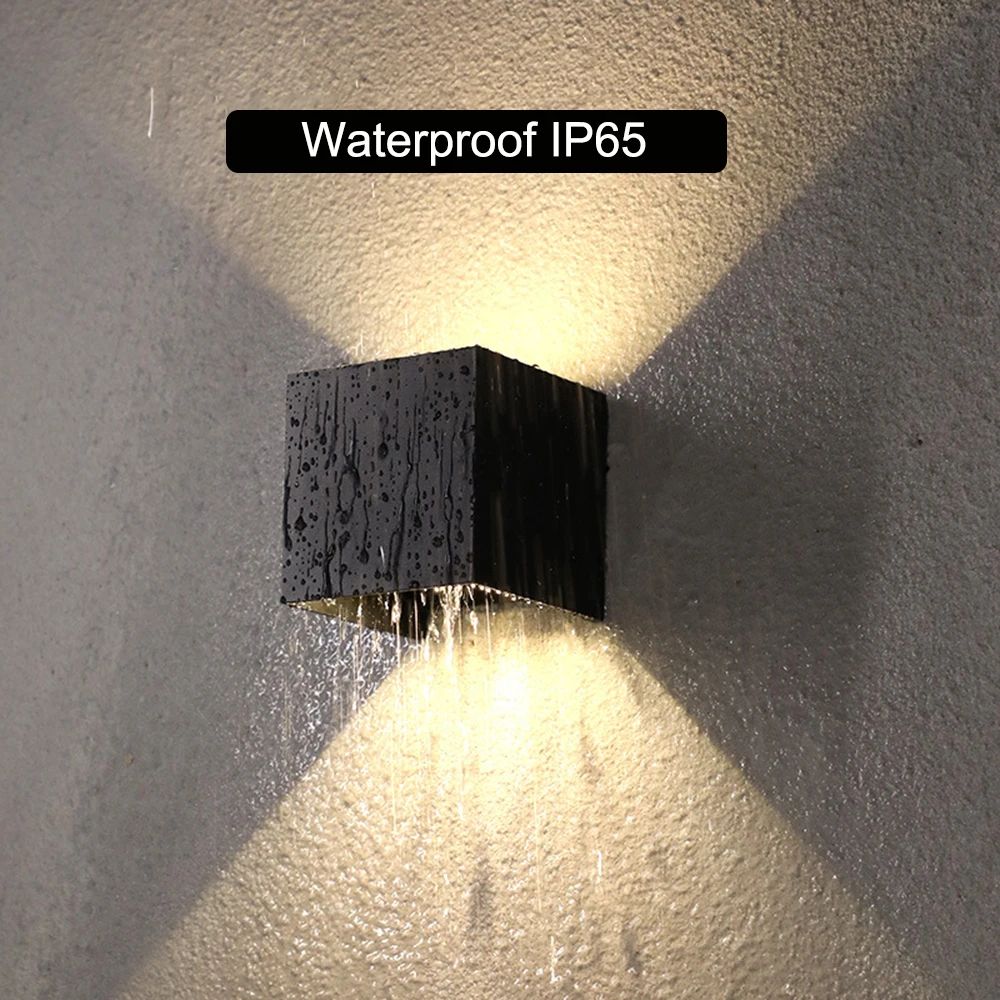 Modern Square Waterproof Outdoor Wall Light Aluminum Exterior Porch Garage Fixture 0