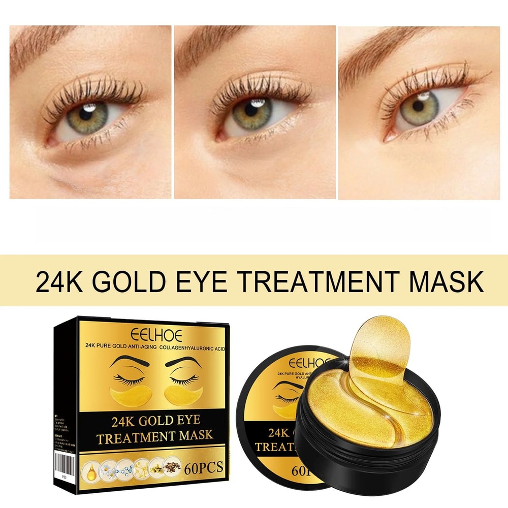 RadianceGlow 24K Gold Eye Mask Patches 60PCS Under Eye Patches For Dark Circles Firming Care 1