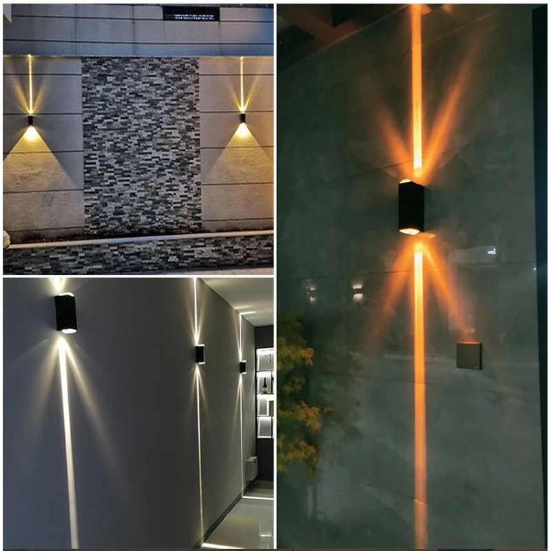 Silver Aluminum Outdoor Wall Light 6W IP65 Up Down Waterproof Porch Sconce 5